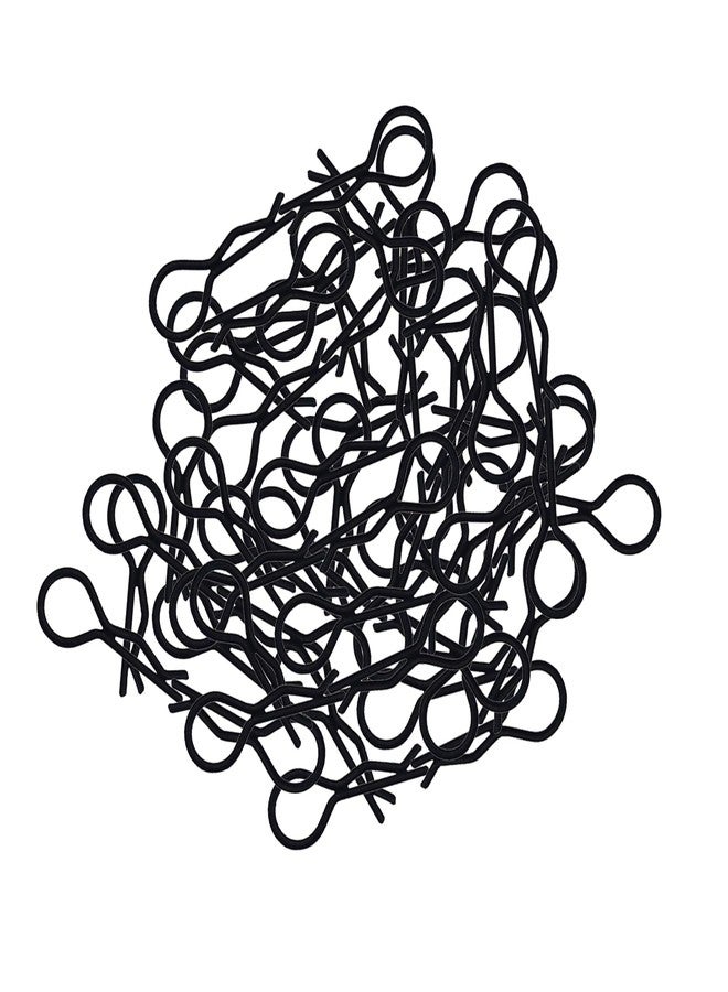 RC Lelut 100pcs RC Body Clips Bent Springy R Pins Bent for 1/8 1/10 1/12 Car Truck Crawler Buggy Shell Replacement (Black) - Image 1